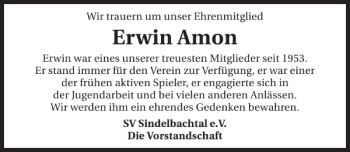 Traueranzeige von Erwin Amon 