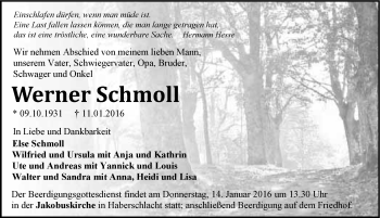 Traueranzeige von Werner Schmoll 