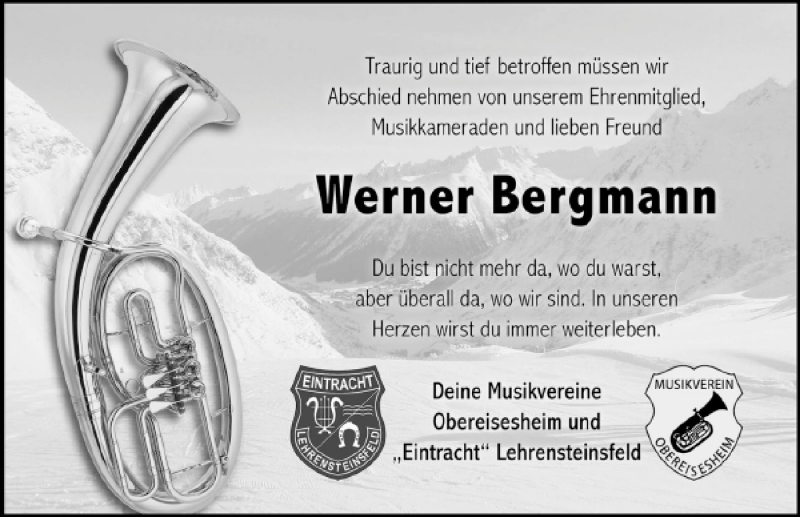  Traueranzeige für Werner Bergmann vom 08.11.2012 aus 