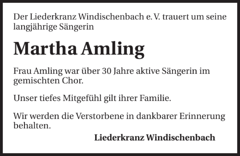  Traueranzeige für Martha Amling vom 21.11.2012 aus 