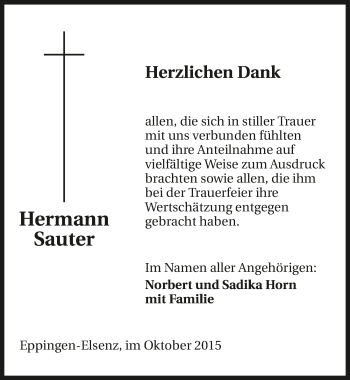 Traueranzeige von Hermann Sauter 