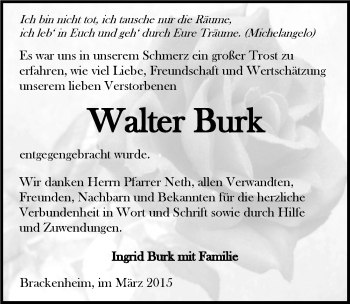 Traueranzeige von Walter Burk 