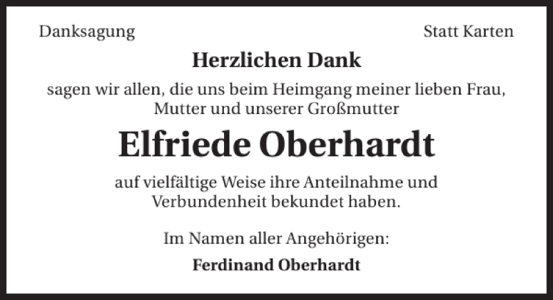  Traueranzeige für Elfriede Oberhardt vom 04.03.2013 aus 