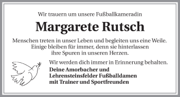 Traueranzeige von Margarete Rutsch 