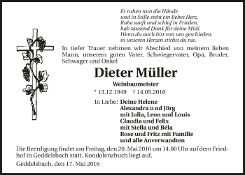 Traueranzeige von Dieter Müller 