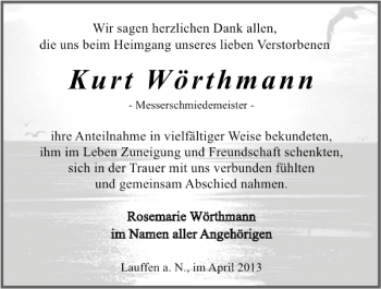 Traueranzeige von Kurt Wörthmann 