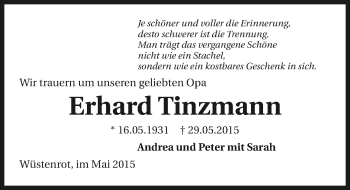 Traueranzeige von Erhard Tinzmann 