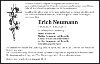 Traueranzeige von Erich Neumann 