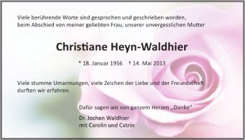 Traueranzeige von Christiane Heyn-Waldhier 