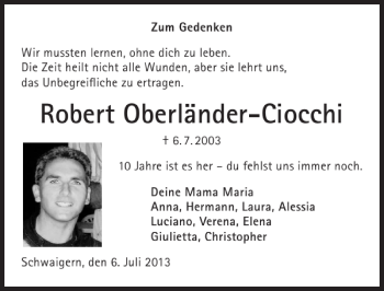 Traueranzeige von Robert Oberländer-Ciocchi 