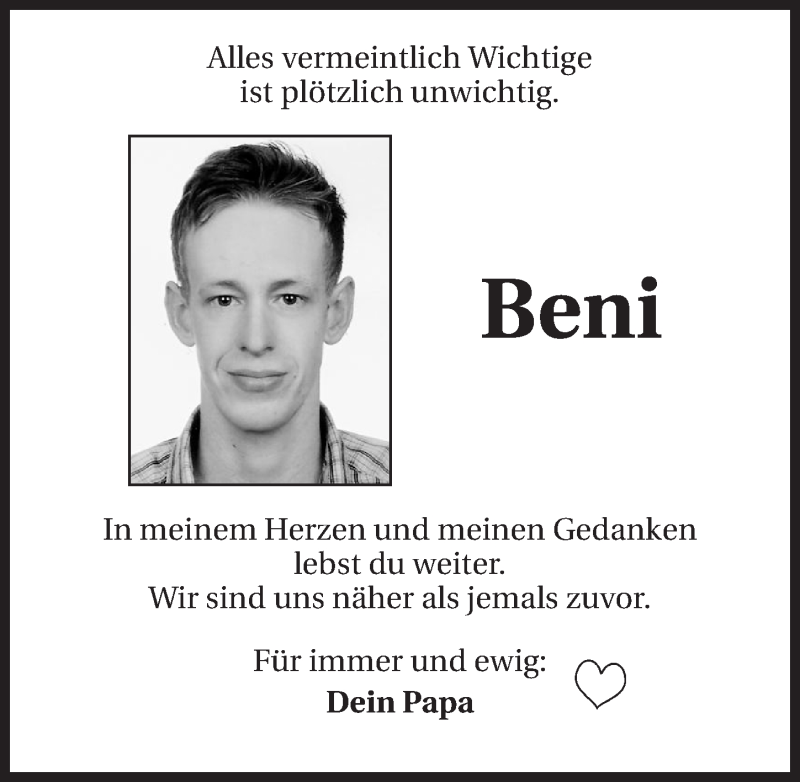  Traueranzeige für Beni  vom 06.05.2015 aus 