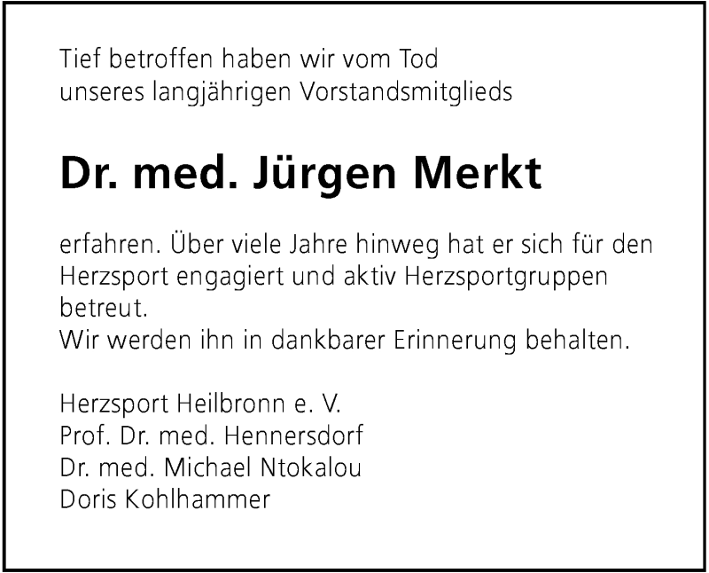  Traueranzeige für Jürgen Merkt vom 27.06.2015 aus 