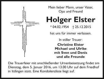 Traueranzeige von Holger Elster 