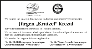 Traueranzeige von Jürgen Krczal 