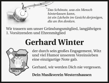 Traueranzeige von Gerhard Winter 