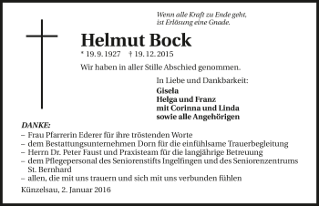 Traueranzeige von Helmut Bock 