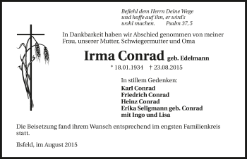 Traueranzeige von Irma Conrad 