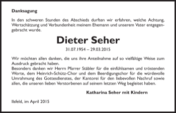 Traueranzeige von Dieter Seher 