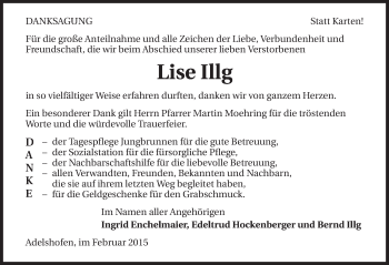 Traueranzeige von Lise Illg 