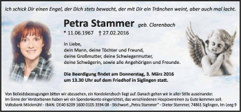 Traueranzeige von Petra Stammer 