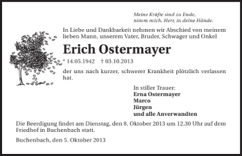 Traueranzeige von Erich Ostermayer 