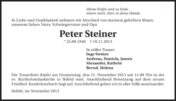 Traueranzeige von Peter Steiner 