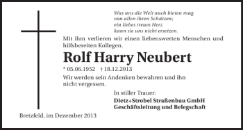 Traueranzeige von Rolf Harry Neubert 