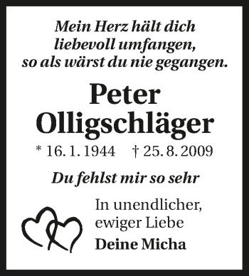 Traueranzeige von Peter Olligschläger 