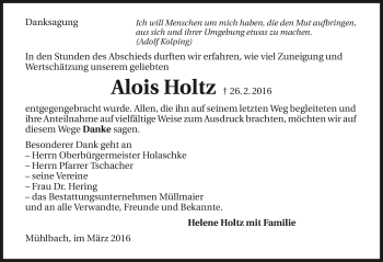 Traueranzeige von Alois Holtz 