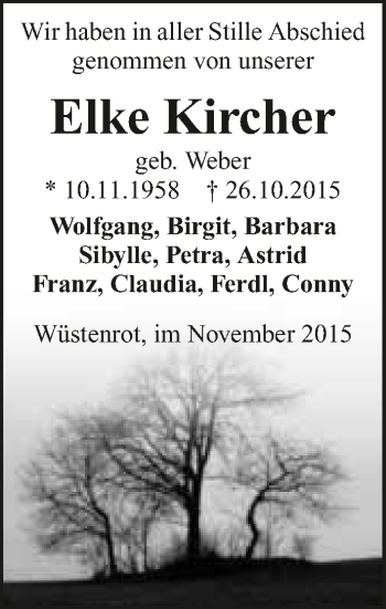 Traueranzeige von Elke Kircher 