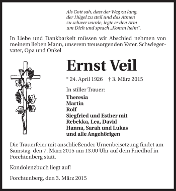 Traueranzeige von Ernst Veil 