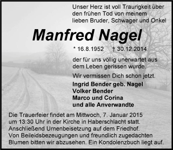 Traueranzeige von Manfred Nagel 