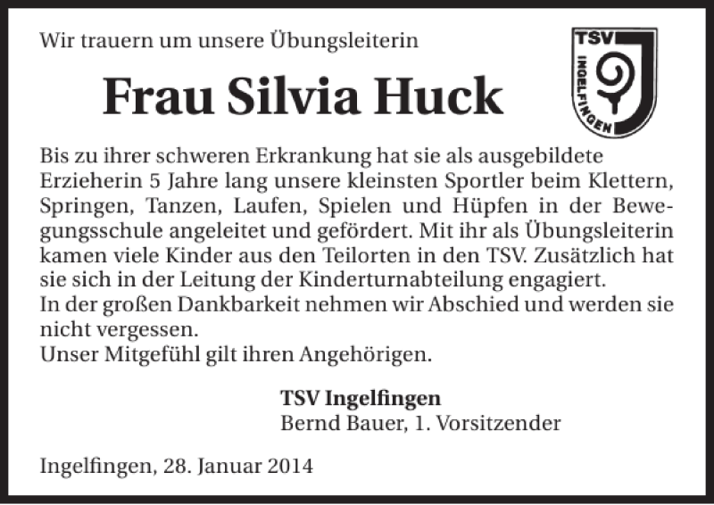  Traueranzeige für pro Optik Künzelsau vom 28.01.2014 aus 