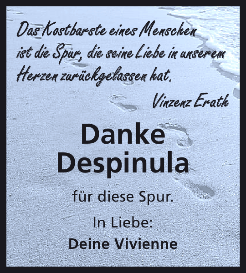 Traueranzeige für Danke Despinula vom 18.02.2014 aus 