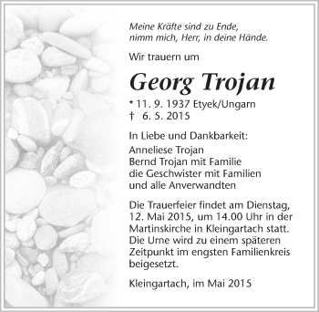 Traueranzeige von Georg Trojan 