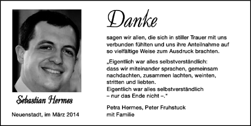  Traueranzeige für Neuenstadt im März vom 21.03.2014 aus 