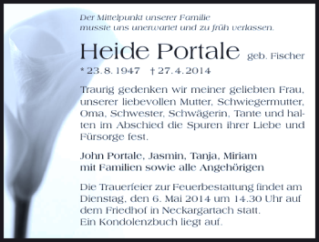 Traueranzeige von Heide Portale 