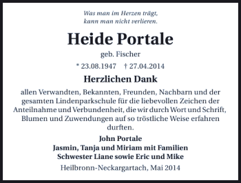 Traueranzeige von Heide Portale 