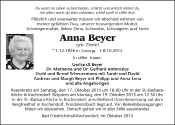 Traueranzeige von Anna Beyer 