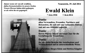 Traueranzeige von Ewald Klein 