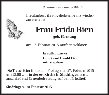 Traueranzeige von Frida Bien 
