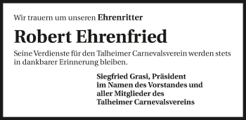 Traueranzeige von Robert Ehrenfried 