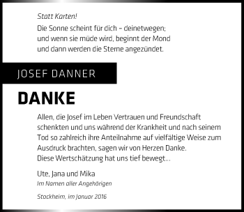 Traueranzeige von Josef Danner 