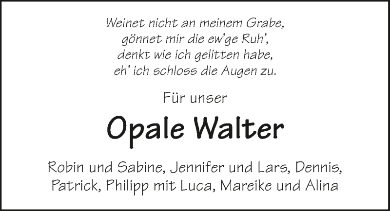  Traueranzeige für Walter Küstner vom 28.10.2015 aus 