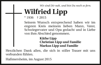 Traueranzeige von Wilfried Lipp 