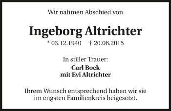 Traueranzeige von Ingeborg Altrichter 