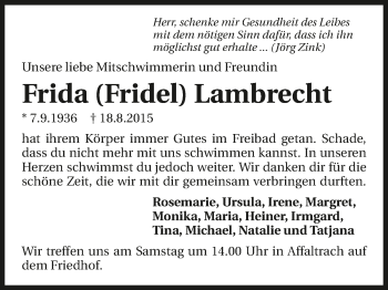Traueranzeige von Frida Lambrecht 