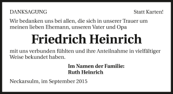 Traueranzeige von Friedrich Heinrich 