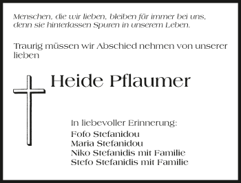 Traueranzeige von Heide Pflaumer 