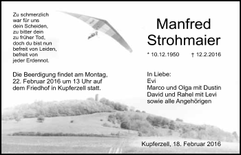 Traueranzeige von Manfred Strohmaier 